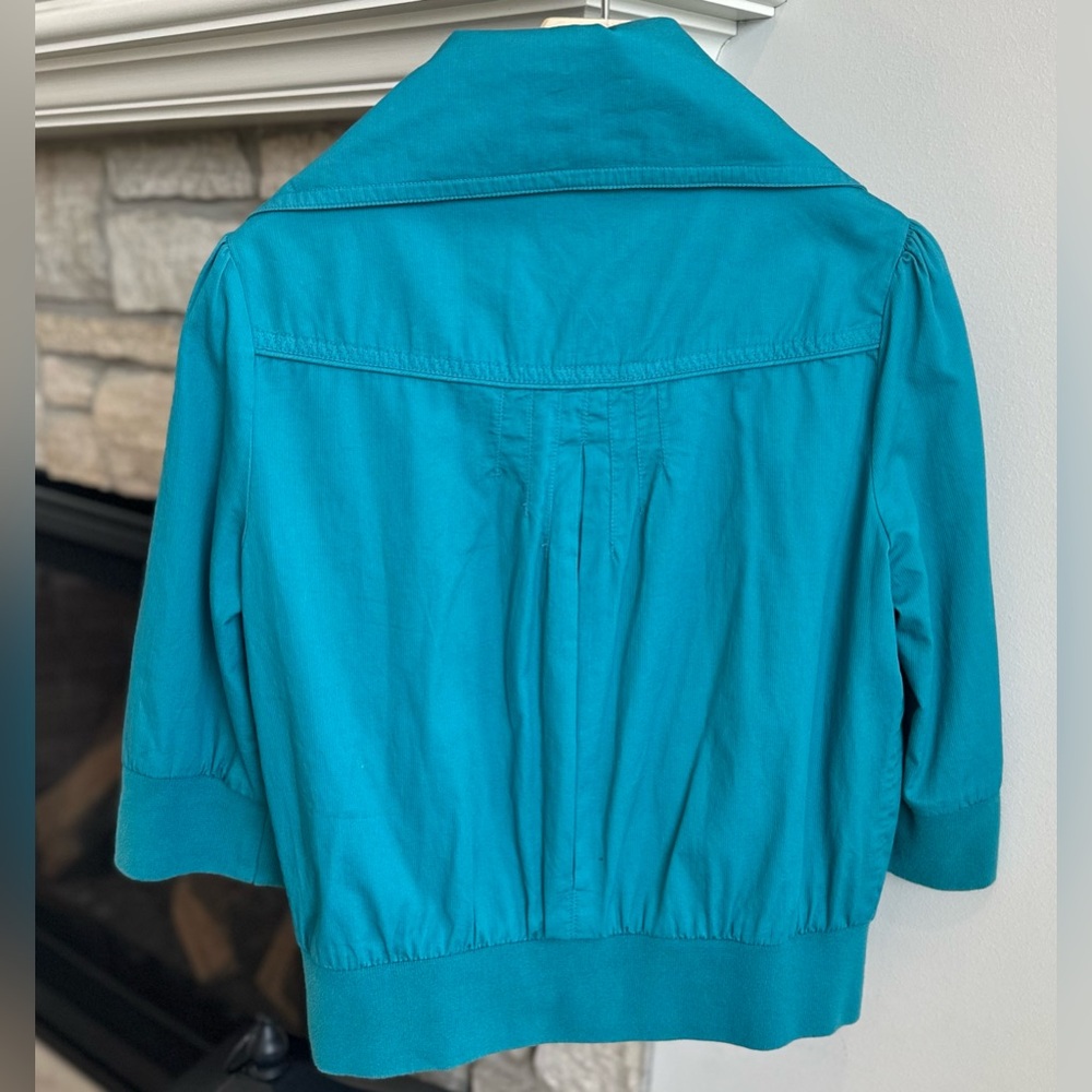 ✨NWT✨ Tulle Corduroy zip up jacket with large collar 3/4 length sleeves size L - Picture 12 of 14